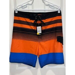 NEW Banana Split B.SPLIT Mens Board Shorts Orange Blue Stripe Size Large